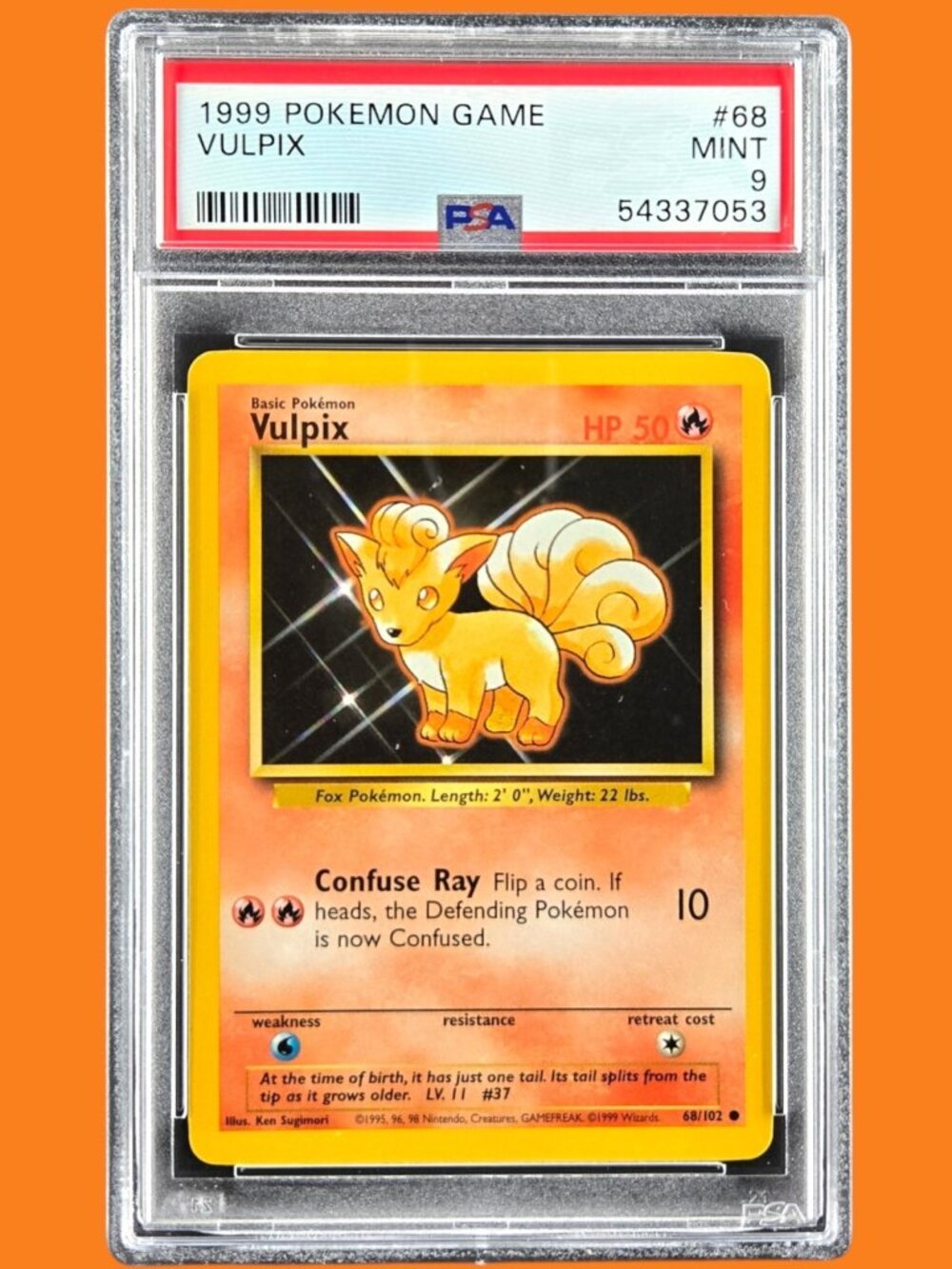 1999 Pokemon Base Set Vulpix 68/102 PSA 9 MINT